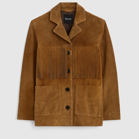 Madewell Fringe Shirt Jacket in Suede New With Tags Small Coastal Cowgirl - Picture 6 of 15
